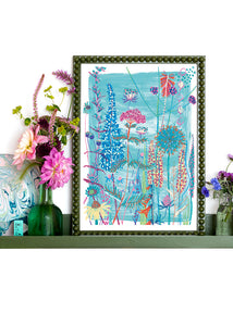 Blue Wildflower Print